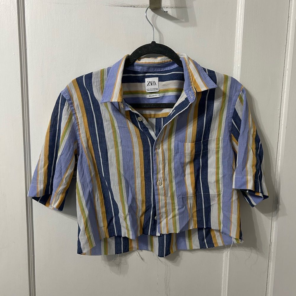 Zara Striped Cropped Shirt